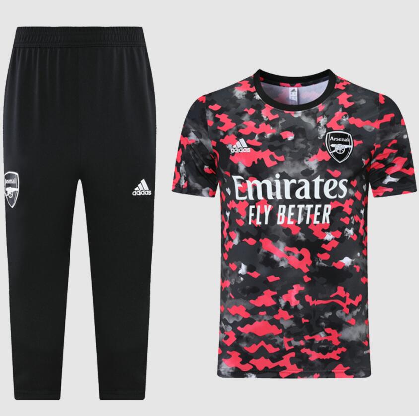 2021/22 Arsenal Black Red Training Kits Shirt with Capri Pants